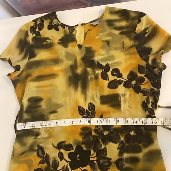 Vintage 90's Joni Blair Yellow Floral Tie Back Maxi Dress Size Medium - Picture 11 of 15